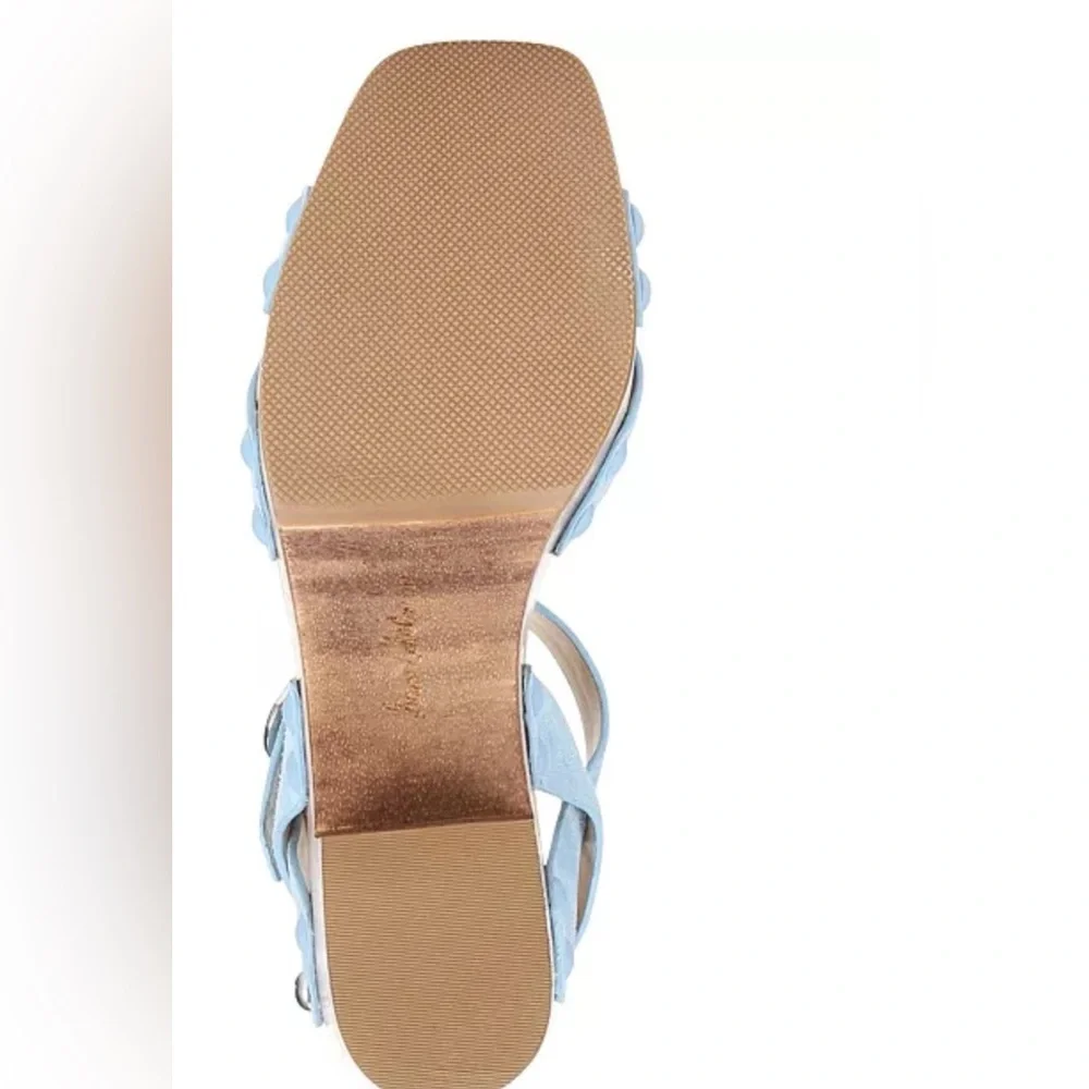 SAM EDELMAN JOSEFINE PLATFORM WEDGE BLUE SANDALS 7.5